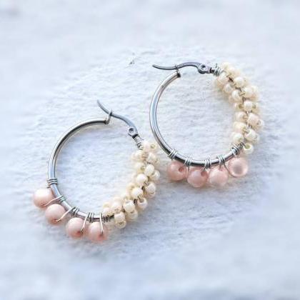 Peach Statement Earrings, Women Hoop Earrings,..