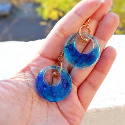 Marble Blue, Resin Earrings, Women Accessories,..