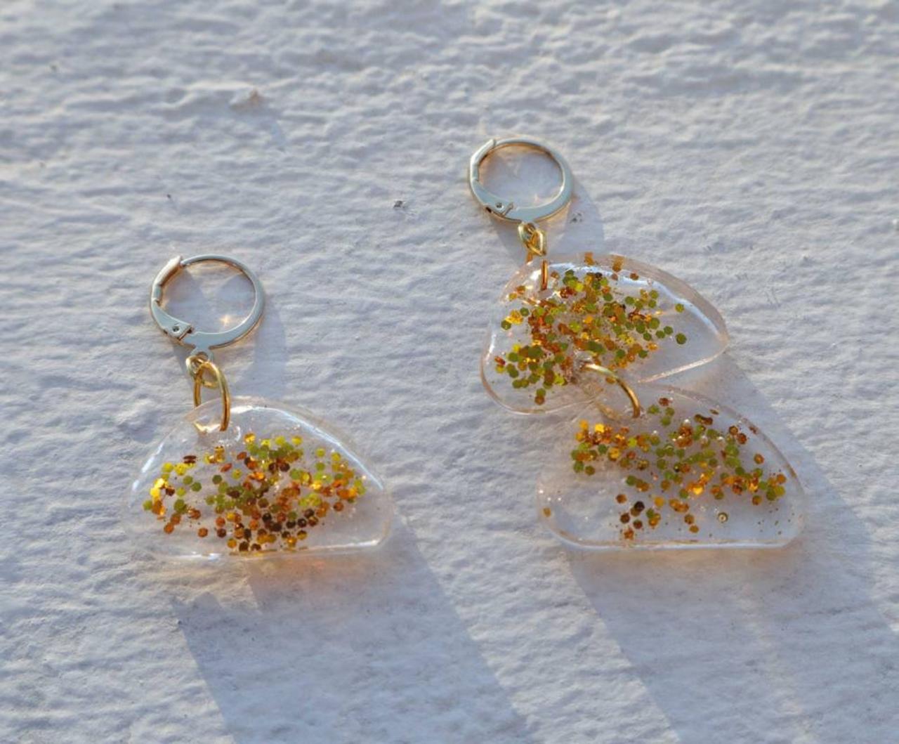 Assymetric Earrings,uv Resin Gel, Women Earrings, Women Accessories, Gift For Her, Gift Under 20, Statements Accessories