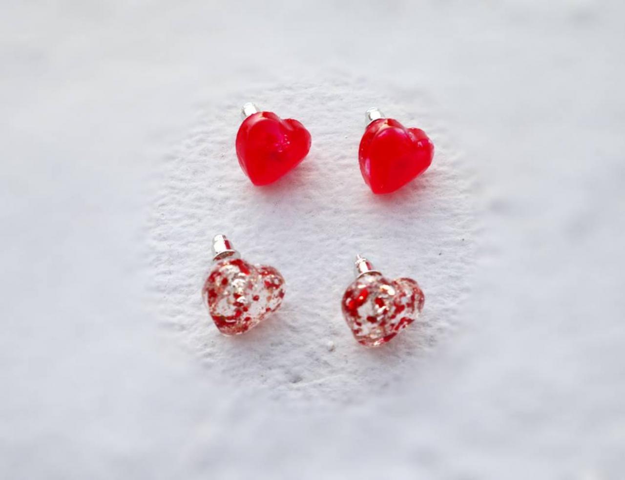 Heart Resin Studs Earrings, Personalized Stud Earrings, Gift For Her, Customized Jewelry, Resin Earrings, Stud Women Earrings, Heart Shaped