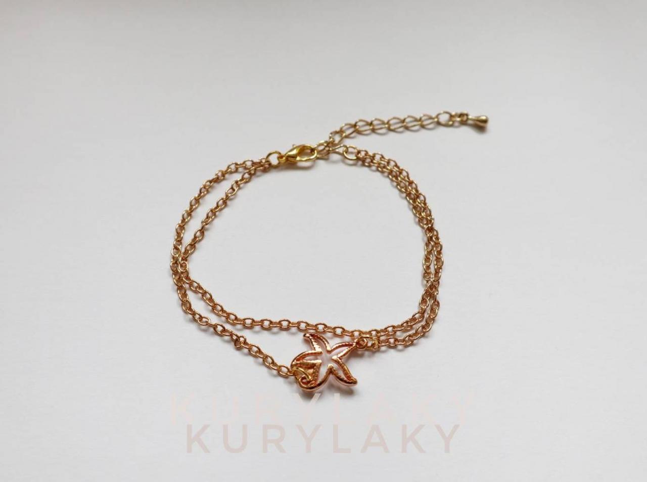 Starfish Charm Bracelet, Golden Bracelet, Women Bracelet, Girl Bracelet, Jewelry For Her, Charm Bracelet, Golden Women Bracelet,gift For Her