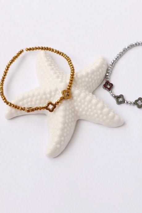 Hematite Beads Bracelet, Antique Silver Bracelet, Golden Women Bracelet, Armcandy Bracelet, Adjustable Women Accesories, Bracelets For Women