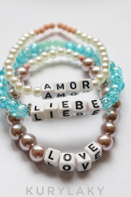 Personalized Letters Bracelet Set, Letters Bracelet, Beaded Letters Bracelet, Woman Beaded Bracelet, Friendship Bracelet, Armcandy Bracelet